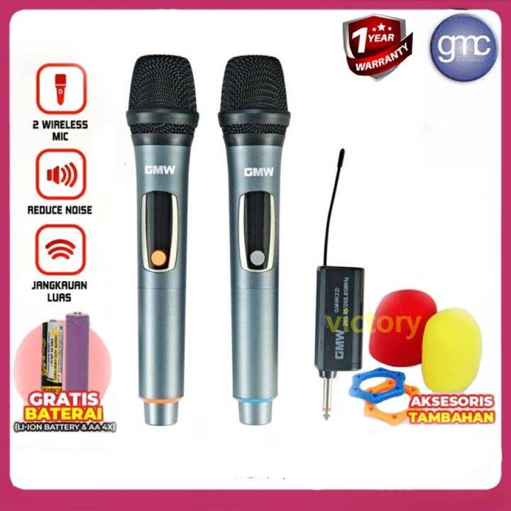 Mic Wireless Double GMW022 Professional Wireless Dual Microphone 2 Mic