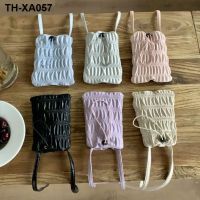 ☄❁ new tide Ms. Han edition fresh fashion oblique satchel draw string joker mobile phone bag folding