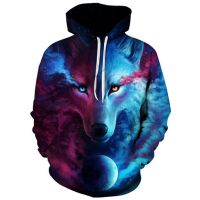 Sudaderas con capucha 3D de lobo para hombre, chándales informales de marca de moda, abrigos de gran tamaño