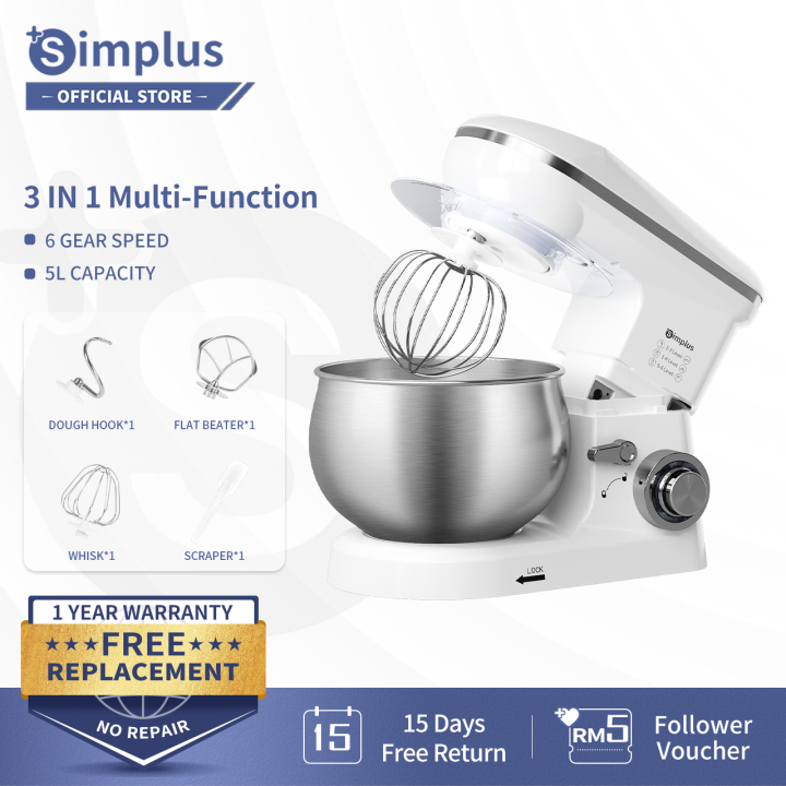 【NEW LAUNCH】Simplus 3 in 1 Stand Mixer 5L Capacity MultiFunction Mixer