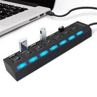 ILEPO  USB2.0 HUB USB Splitter 4/7 Port Expander Multiple Ports 3 Hab Use Power Adapter USB Cable Hub with Switch For PC USB Hubs