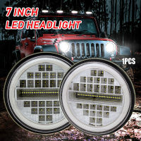 7นิ้ว Halo Angel Eyes DRL พร้อมไฟเลี้ยวหมอกโคมไฟ LED Fit สำหรับ Jeep Wrangler JK TJ,รถจักรยานยนต์รถอุปกรณ์เสริม