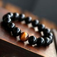 Natural Black Onyx with Tiger eye Stone Beads Bracelets Men Jewelry 2021 New Lovers Obsidian Energy Balance Bracelet Pulseras