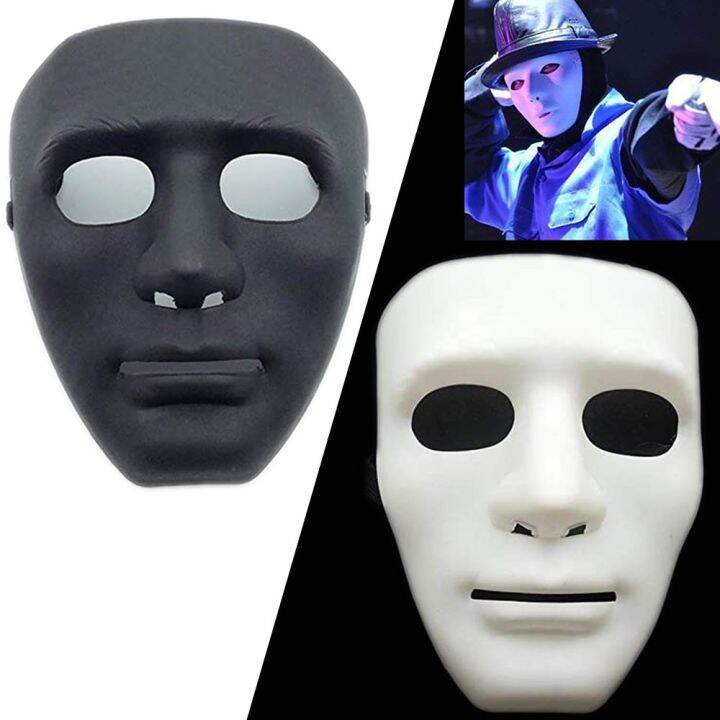 Full Face Unisex Street Dance Opera Party Mask Cosplay Black White Face ...