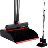 Broom and Dustpan Set for Home Upright Broom and Dustpan Combo with Detachable Handle Large Capacity Dustpan with Comb Teeth