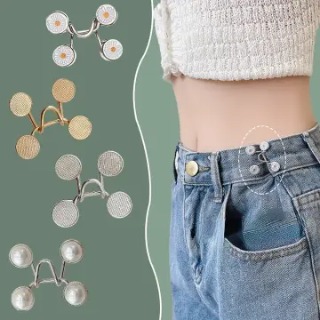 Daisy Button Pins for Jeans Adjustable Jean Buttons Pins Pant Waist  Tightener Detachable Buttons for Jeans to Make Smaller Daisy Jean Buttons  for Loose Jeans Button Waist Adjuster for Pants Skirts 