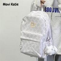 Movi Katie ฉบับภาษาเกาหลีกระเป๋าสะพายลายหมีหัวใจน่ารักของ INS กระเป๋าเป้สะพายหลังสำหรับกระเป๋านักเรียนนักเรียนความจุขนาดใหญ่มัธยมต้นมัธยมปลาย