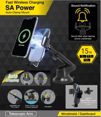 CAPDASE SA Power Mount - Fast Wireless Charging Auto-Clamp Car Mount