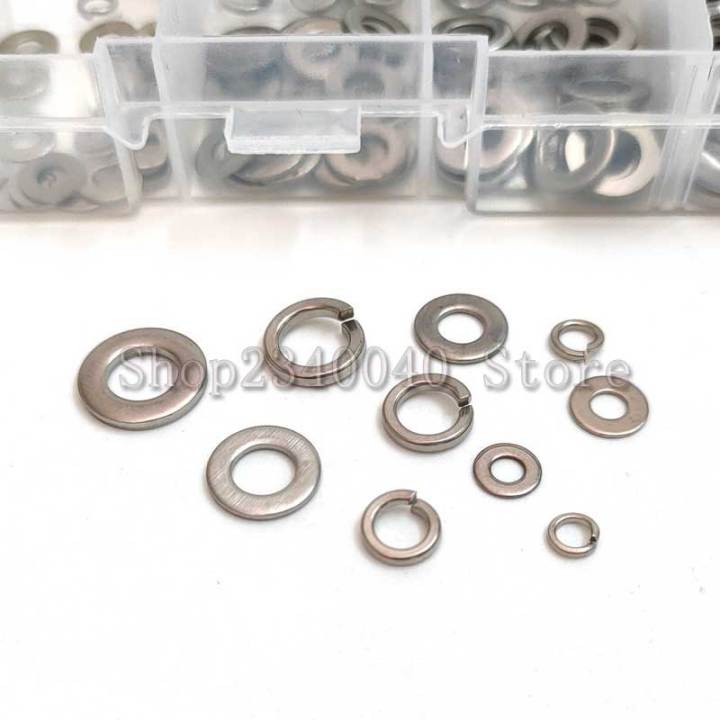 lock-washers-set-200pcs-set-stainless-steel-washers-m2-5-m3-m4-m5-m6-screw-fastener-spring-washer-and-flat-washer-assortment-kit-nails-screws-fastene