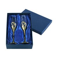 Champagne Toasting Flutes Wedding Accessories, Gold Hearts, Set of 2 Y5JC