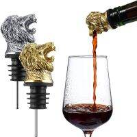 Durable Zinc Alloy Lions Pour Spouts Vodka Wine Whiskey Mouth Bottle Stopper Decoration