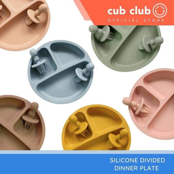 Silicone Plate with Suction Baby Food Plate FREE mini fork and spoon