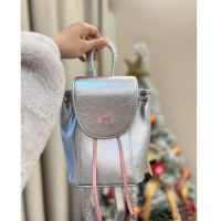 ❇✚ moromoro2023 Retro Backpack Denim Backpack Niche Design Handbag Pink Silver Contrast Color Backpack