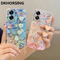 DKHORSING 2023เคสโทรศัพท์พิมพ์ลายสุดสร้างสรรค์สำหรับ Realme C55 C55NFC Realme 10T 5G เคสนิ่มบลูเรย์ดอกไม้สุดหรู REALME10T ปลอกซิลิโคนพลอยเทียม Realmec55 NFC พร้อมสร้อยข้อมือรูปหัวใจ