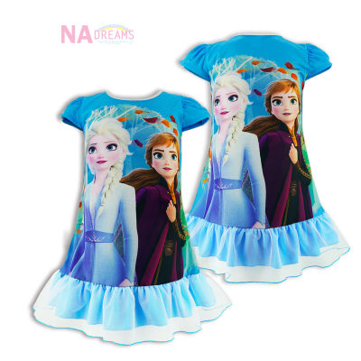 Disney Frozen ชุดกระโปรงเด็กหญิง 4-12 ปี ชุดเดรส ลายการ์ตูน โฟรเซ่น Frozen จาก NADreams ชุดกระโปรง เดรส