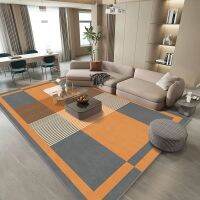 Luxury Nordic Style Large Living Room Car Orange Lounge Rug Decoration Bedroom Cars Geometry Hall Mats Non Slip Washable