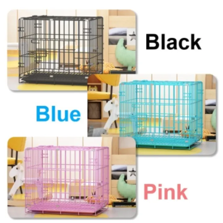 heavy-duty-pet-cages-dog-cat-foldable-double-door-m-l-poop-tray-lazada-ph