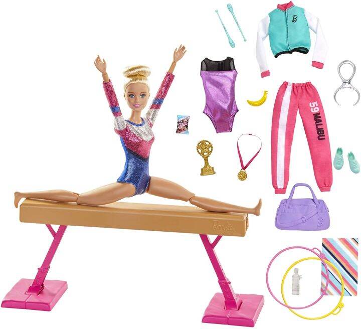 original-barbie-gymnastics-balance-beam-barbie-doll-for-girls-accessories-with-twirling-kid-toys-for-children-sports-bjd-playset