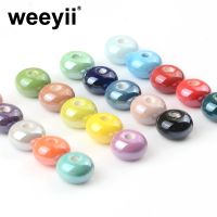 30Pcs/lot 5x8mm Pottery Multicolo Round Colorful Beads Jewelry Making Pendant Hole Spacer Loose Accessorie