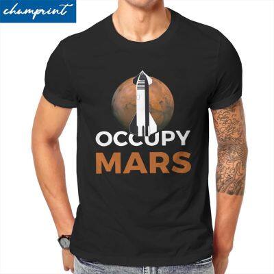 ใหม่ เสื้อยืดคอกลม ผ้าฝ้าย พิมพ์ลายอวกาศ Mars Spacex Starship Flying Elon Musk สําหรับผู้ชาย  28II