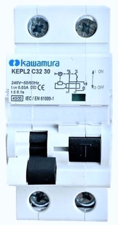 rcbo-ยี่ห้อ-kawamura-ขนาด-2-pole-1p-n-ที่-4-5ka-30ma-kepl2