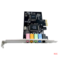 NIC PCI-E การ์ดเสียง5.1คอมพิวเตอร์ PCIe 5.1ช่องเสียง3D 6ช่องเพลง3D เกมการ์ดเสียงดิจิตอล PCI Express 5.1 CH 24Bit