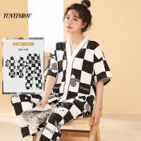 HotSpring การ์ตูนแพนด้าชุดนอน Kawaii สาวหญิงสาวชุดนอนชุดชุดนอนชุดนอนหญิง Loungewear Pijama Mujer Homewear