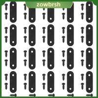 ZOWBRSH 20pcs 50x1 6mm/1.96 "x 0.6" ขายึดตรงพร้อมสกรู สีดำสีดำ เหล็กไร้สนิม อุปกรณ์พยุงแบบแบน ทนทานต่อการใช้งาน ซ่อมแผ่นแบน สำหรับเฟอร์นิเจอร์