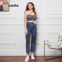 Lovito กางเกงยีน พร้อมกระเป๋ากางเกง สไตล์ลำลอง L08131 (สีน้ำเงิน) 5211033◈▫▪