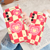 Rixuan เคส A24 Samsung A04e A14 A13 A04 A10S M23 A30s A21s A12 A02s A32 A23 A04s A22 A03s A52กระดานหมากรุกสีแดงที่ส่องแสงหัวใจ3D หยักขอบโค้งเคสแบบนิ่ม