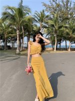 ✹  Thai national wind Bali beach dress female Bohemia seaside resort skirts two piece suit long skirt