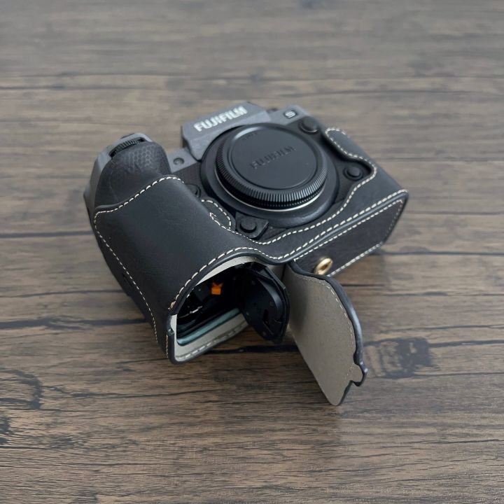 กระเป๋ากล้อง-pu-ครึ่งฐานเปลือกเคสคลุมป้องกันสำหรับ-fujifilm-x-h2-x-h2s-xh2กล้องดิจิตอล-xh2s