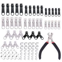 ☊■⊙ 85pcs/set Zipper Repair Kit Sewing Jacket Slider Install Plier Metal Lock Pull Replacement Head Garment Accessories