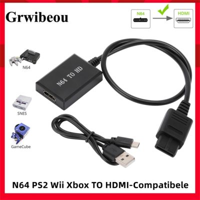 Chaunceybi อะแดปเตอร์แปลงที่ใช้ได้กับ N64 PS2 Wii Xbox TO HDMI-Compatible 1080P N64/PS2 /Wii/xbox Kabels Plug Spelen