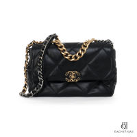 CHANEL FLAP 19 30 BLACK LAMB SGHW