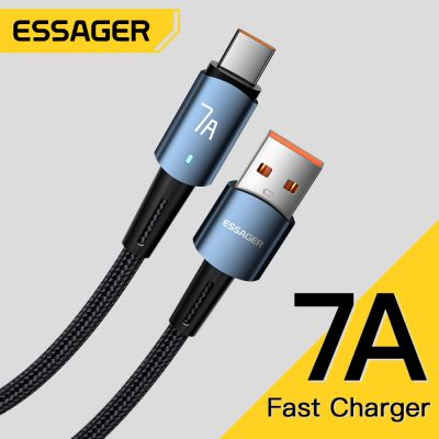 Essager 7A USB Type C Cable For Huawei P40 P30 Pro 100W Fast Charing Data Cord For Oneplus Samsung Realme USB-C Charger Cable Cables  Converters