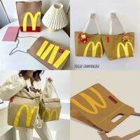 【CC】 Cartoon French Fries Student Schoolbag Canvas Large Capacity School Messenger HandBags