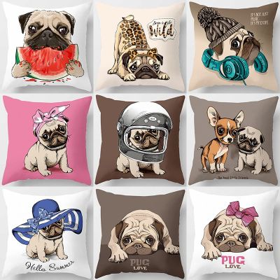 Cute Pug Bulldog Sofa Decorative Cushion Covers Pillowcase For Living Room Personalized Polyester Pillow Case 45x45 Home Decor