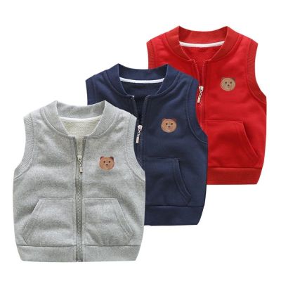 （Good baby store） Childrens Vest Spring And Autumn Thin Section 2021 New Casual Big Pocket Boys And Girls Sleeveless Cardigan Jacket 2 6Y