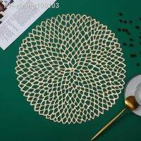 1/2/4/6Pcs Gold Placemats Hollow Out PVC Round Table Mats Insulation Coaster Pads Table Bowl for Home Dining Wedding Party Decor