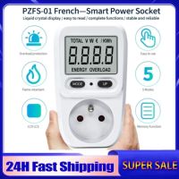 PZFS-01 220V Electricity Power Meter Wattmeter LCD Energy Meter Socket Electric Tester EU FR  Measu Outlet Power Analyzer