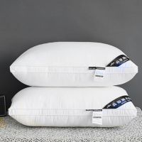 Modern minimalist hotel linen pillow five-star full cotton bilateral feather velvet core wholesale pillow