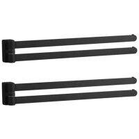 2X Swivel Towel Bar Movable Double Towel Rails Chrome Polished Matt Rubber Black Bathroom Accessories