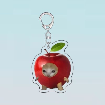 Apple Cat Memes Keychain Banana Cat Popular Schoolbag Mobile Phone Pendant Acrylic Fun Gift For Students Keyring Accessories