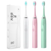 ✌ Sonic Electric Toothbrush for Adults Children Ultrasonic Vibrator Teeth Whitening IPX6 Waterproof 3 Brush Heads Battery Type