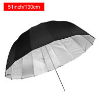 130cm 51 Inch Reflective Umbrella For Photo Studio Flash Deep Parabolic Umbrella Photography Lighting Accessories Black Silver