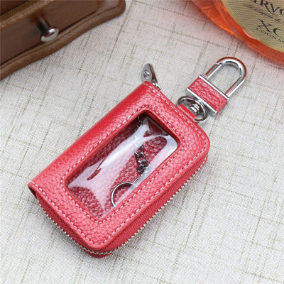 【CW】Portable Zipper Square Home Car Key Holder Case Transparent Window Key Bag Wallet Key Chain Women Home Organizer