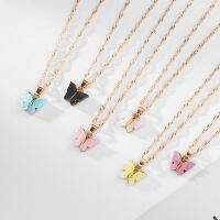 Honnyzia Shop Butterfly Necklace Female Clavicle Chain Retro Pendant Niche Design Butterfly Necklace