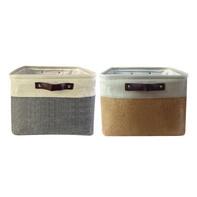 1Set Foldable High Quality Cotton Linen Storage Basket Wardrobe Organizer Box with Handles