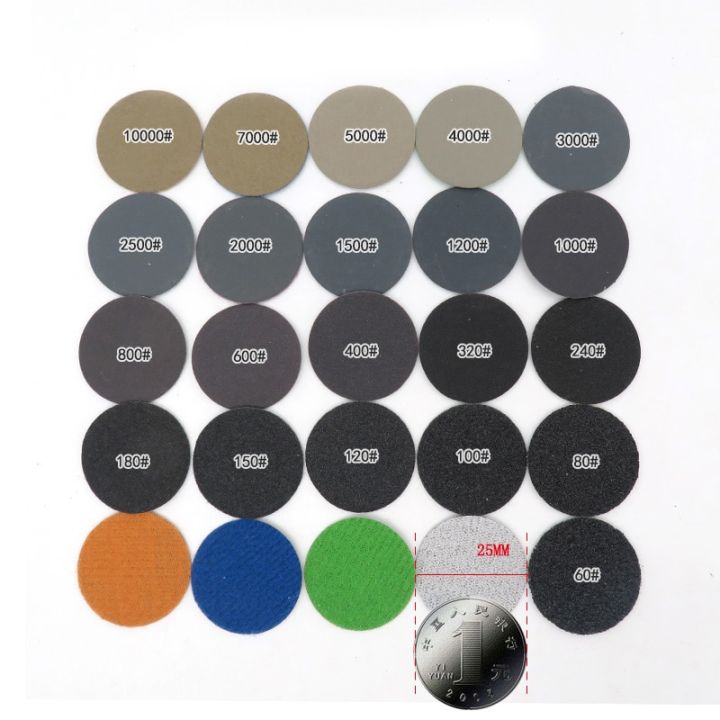 100pcs-sandpaper-1inch-25mm-sanding-discs-silicon-carbide-60-10000-grits-hook-and-loop-for-polishing-amp-grinding-cleaning-tools